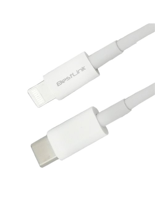 Cable de carga USB tipo C a lightning PD de 5amp, color blanco , 1 mt / BL-CH200PD