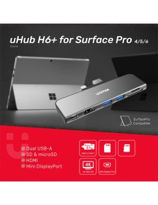 HUB 6 en 1 para Microsoft Surface Pro Pro con monitor dual y lector de memoria / mod. D1021A