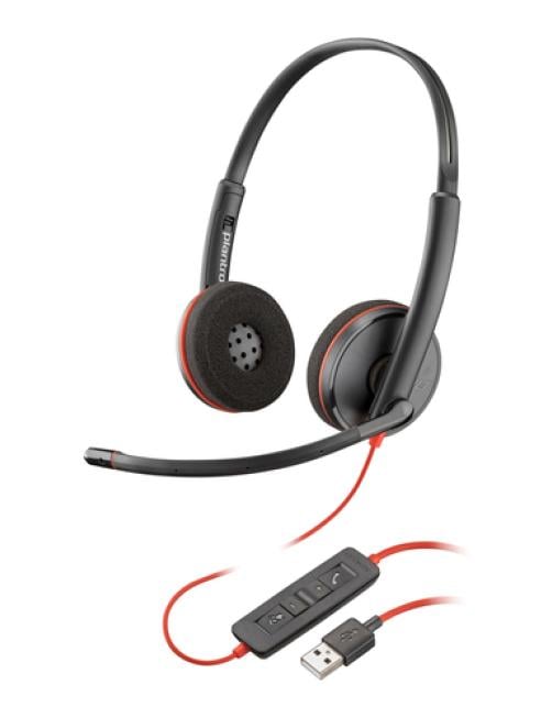 Poly Blackwire 3220 - 3200 Series - auricular - en oreja - cableado - cancelación de sonido activo - USB-A - negro - Certificado