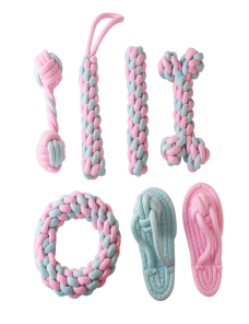 Zapatillas de cuerda de algodón Color al azar perro Molar dientes limpieza juguete Color caramelo cuerda de algodón tejida