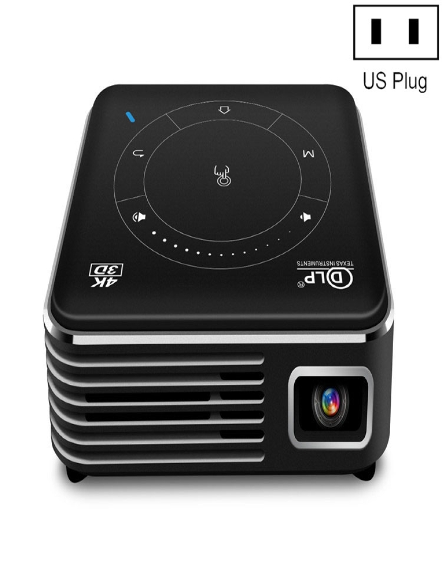 P11 4K HD DLP Mini Proyector 3D 4G + 32G SMART Micro Proyector conveniente,  Estilo: Tapón de Estados Unidos (Negro)