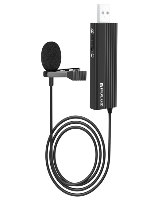 PULUZ-USB-Clip-on-Microfono-de-solapa-con-cable-Microfono-de-grabacion-Lavalier-Microfono-de-condensador-silencioso-Negro-PU618B