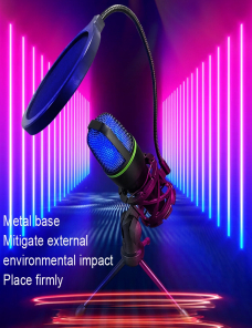 Micrófono de reducción de ruido en vivo con grabación de luz RGB ME4, estilo: trípode + interfaz USB de red de explosión (