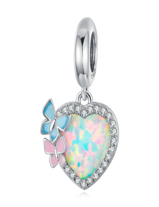 S925-Sterling-Silver-Butterfly-Heart-Colorido-Opal-Colgante-Bricolaje-Pulsera-Collar-Accesorios-EDA0024668