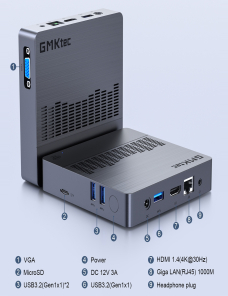 GMK KB8 Windows 11 Home Mini PC, 6 GB + 128 GB, Intel Gemini Lake N4100 Quad Core, compatible con WiFi y BT (enchufe de EE. UU.