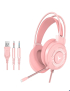 2 PCS G58 Juego de cabezas con cable de cabeza con micrófono, cable Longitud: a unos 2 m, Color: rosa colorido 3.5mm versión