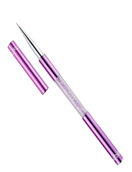 2 PCS Nail Art Draw Drawing Pen Purple Barra de brocas Pintura de color Pincel de uñas Stripe con cubierta de pluma, Especific