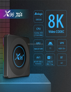 X96 X4 8K Smart TV Caja Android 11.0 Reproductor de medios con control remoto, AMLOGIC S905X4 Brazo de cuádruple Cortex A55, R