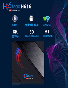 H96 MAX 6K ULTRA HD Caja de TV inteligente con control remoto, Android 10.0, Allwinner H616 Brazo de cuádruple Cortex-A53, 2GB