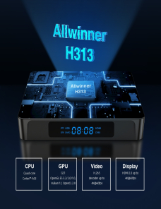 X96Q Pro 4K Smart TV Box Android 10.0 Media Player, Allwinner H313 Quad Core Arm Cortex A53, RAM: 2GB, ROM: 16 GB, Tipo de ench