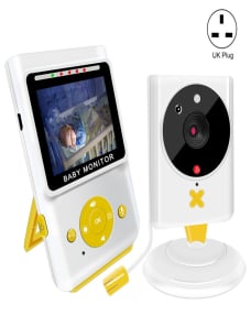 855P Monitor de bebé amarillo inalámbrico para el hogar de 2,4 pulgadas con cámara de vigilancia para bebés (enchufe del Re