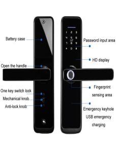 Smart Wifi Antirrobo Huella digital Contraseña Bloqueo Teléfono móvil Control remoto Cerradura de puerta electrónica Cerrad