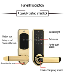 Contraseña + Llave + Tarjeta de sensor Aleación de zinc Bronce rojo Cerradura de puerta electrónica Pantalla táctil Bloqueo