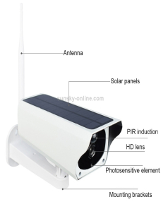 T1-2 2 megapíxeles versión WiFi IP67 impermeable Solar HD Monitor Cámara sin batería y memoria, compatible con visión noct
