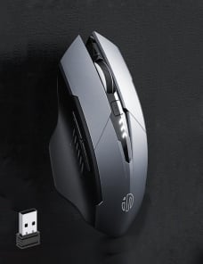 Inphic PM6 6 Teclas 1000/1200/1600 DPI Home Gaming Mecánico inalámbrico Mouse, Color: Grey Wireless + Bluetooth 4.0 + Bluetoo