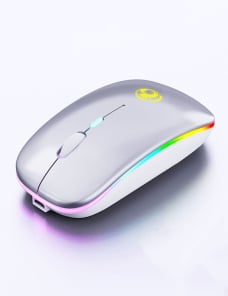 Mini Mouse Silencioso IMICE E-1300 Edición luminosa de modos duales, 4 Teclas, 1600DPI, Plateado