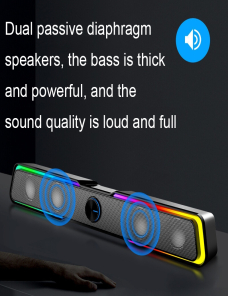 Versión con cable + Bluetooth DHE6002S Luces RGB HiFi Efecto de sonido Computadora Audio Escritorio Altavoces de tira larga