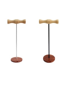 Barra de metal creativa Soporte de exhibición de soporte para auriculares montado en la cabeza de madera, Color: Barra de meta