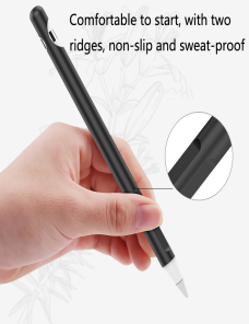 2 Conjuntos 4 en 1 Tapa protectora de silicona de 1 en 1 + Cuerda anti-perdida + Doble Pen Nip Funda Juego para lápiz de manza