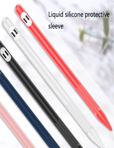 2 Conjuntos 4 en 1 Tapa protectora de silicona de 1 en 1 + Cuerda anti-perdida + Doble Pen Nip Funda Juego para lápiz de manza