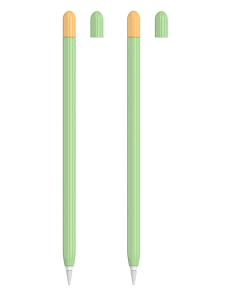 2 Juegos De Funda Protectora De Silicona Para Apple Pencil 2 + Tapa 2 Colores, Color: Verde Matcha