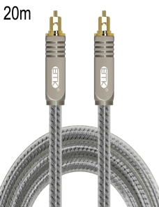 EMK YL/B Cable de fibra óptica digital de audio Cable de conexión de audio cuadrado a cuadrado, longitud: 20 m (gris transpar