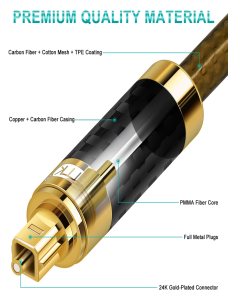 EMK GM/A8.0 Amplificador de cable de audio de fibra óptica digital Línea de fiebre chapada en oro de audio, longitud: 1,5 m (