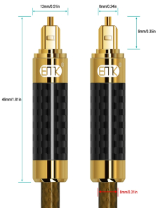 EMK GM/A8.0 Amplificador de cable de audio de fibra óptica digital Línea de fiebre chapada en oro de audio, longitud: 8 m (ca
