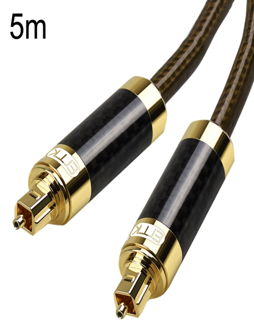 EMK GM/A8.0 Amplificador de cable de audio de fibra óptica digital Línea de fiebre chapada en oro de audio, longitud: 5 m (ca