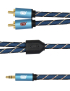 EMK 3.5mm Jack Macho a 2 x RCA Macho Conector chapado en oro Altavoz Cable de audio, Longitud del cable: 2 m (Azul oscuro)