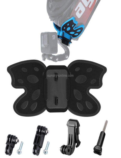 Adaptador de montaje del casco de mariposa con brazos de pivote de 3 vías y hebilla de gancho J y tornillo largo para Gopro He