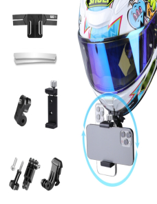 RUIGPRO Kit de montaje para casco de teléfono con cámara de acción con hebilla de gancho en J y abrazadera y adaptador de me