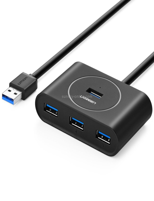 UGREEN-Adaptador-de-cable-USB-30-HUB-de-supervelocidad-portatil-de-4-puertos-no-compatible-con-OTG-Longitud-del-cable-2-m-Negro-