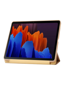 Para-Samsung-Galaxy-Tab-S9-Funda-para-tableta-de-cuero-de-silicona-con-soporte-de-3-pliegues-dorado-EDA005701702A