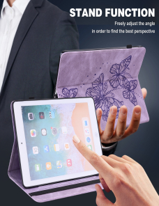 Para-Samsung-Galaxy-Tab-S9-Funda-para-tableta-de-cuero-con-patron-de-mariposa-en-relieve-purpura-EDA005273301A