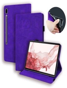 Para-Samsung-Galaxy-Tab-S9-Funda-para-tableta-de-cuero-con-textura-de-becerro-ultra-purpura-EDA005761505E
