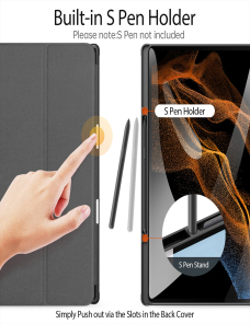 Para-Samsung-Galaxy-Tab-S9-Ultra-DUX-DUCIS-Domo-Series-Funda-de-tableta-de-cuero-magnetico-con-textura-de-tela-Negro-EDA00506290