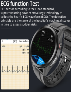 W10 1.3 pulgadas PPG y ECG Smart Health Watch, soporte de monitorización de frecuencia cardíaca/presión arterial, monitoreo 