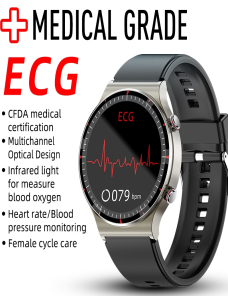 Reloj inteligente de pantalla TFT de 1.3 pulgadas de 1.3 pulgadas, admite medición de ECG de grado médico/recordatorio menstr