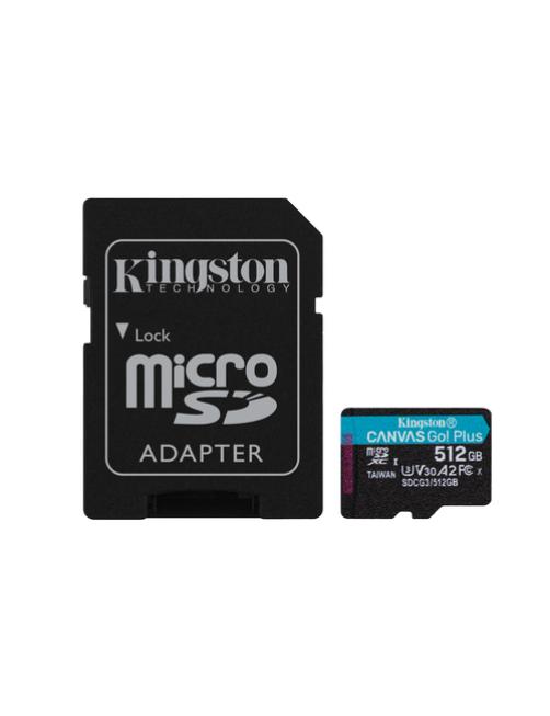 Kingston Canvas Go! Plus - Tarjeta de memoria flash (adaptador microSDXC a SD Incluido) - 512 GB - A2 / Video Class V30 / UHS-I 
