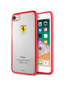 Carcasa Ferrari Iphone 8+, transparente roja, FEGLHCI8LRE