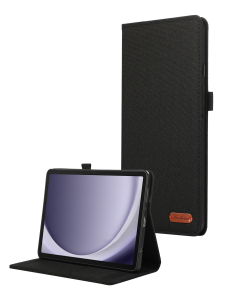 Para-Samsung-Galaxy-Tab-A9-Funda-para-tableta-de-cuero-PU-con-tapa-horizontal-TPU-tela-negro-EDA005644904A