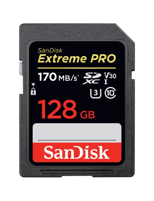 SanDisk Extreme Pro - Tarjeta de memoria flash - 128 GB - Video Class V30 / UHS-I U3 / Class10 - SDX SDSDXXY-128G-GN4IN