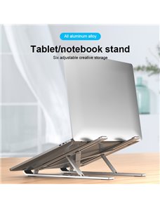 Soporte o alzador para notebook de aluminio y plegable