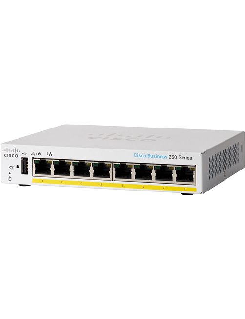 Cisco Business 250 Series CBS250-8PP-D - Conmutador - L3 - inteligente - 8 x 10/100/1000 (PoE+) - sobremesa - PoE+ (45 W)