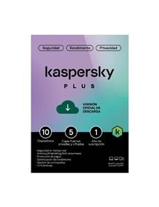 Licencia Antivirus Kaspersky Plus 10 dispositivos, 5 cuentas, 1 año, descargable KL1042DDKFS